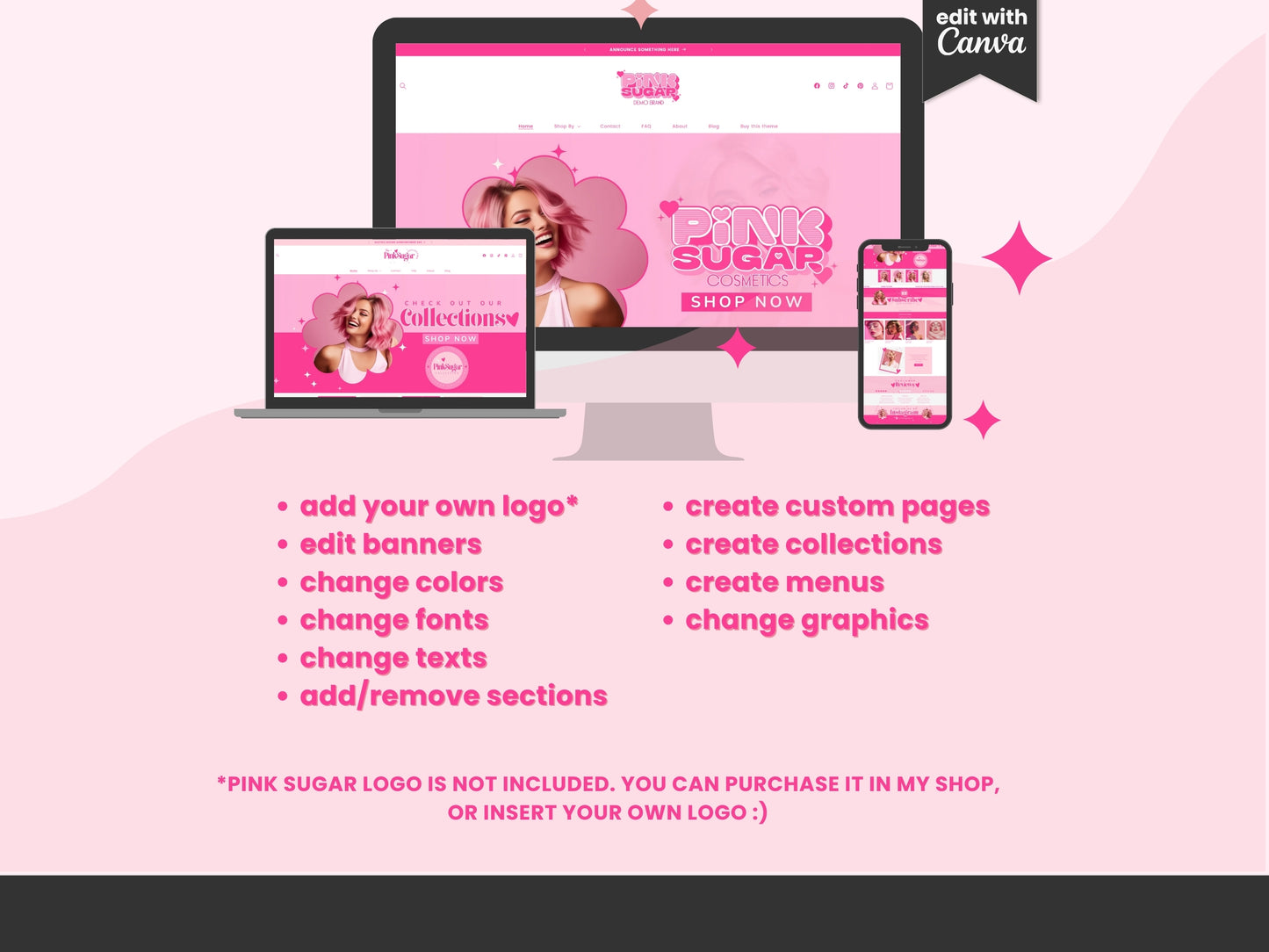 Pink Retro Shopify Theme - Pink Sugar Collection.