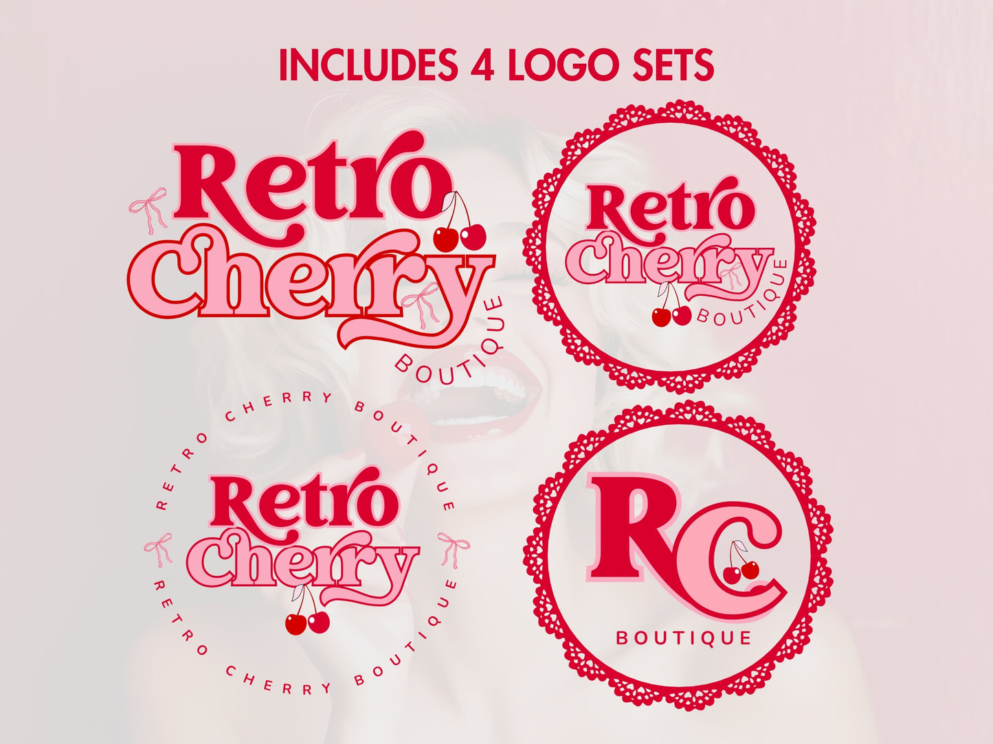 Premade Coquette Style Retro Logo Design- Editable in Canva