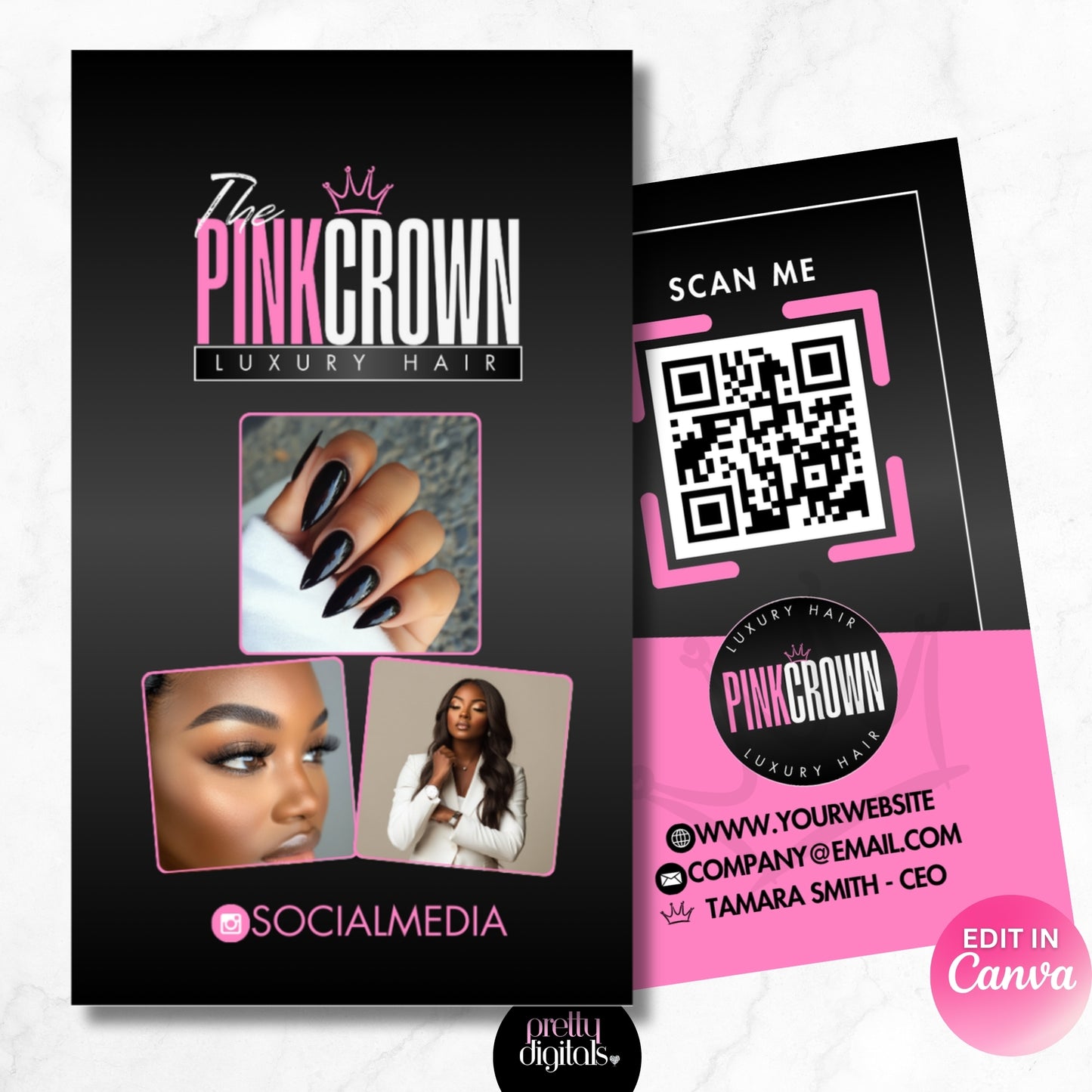 Pink Crown Branding Kit- Editable in Canva