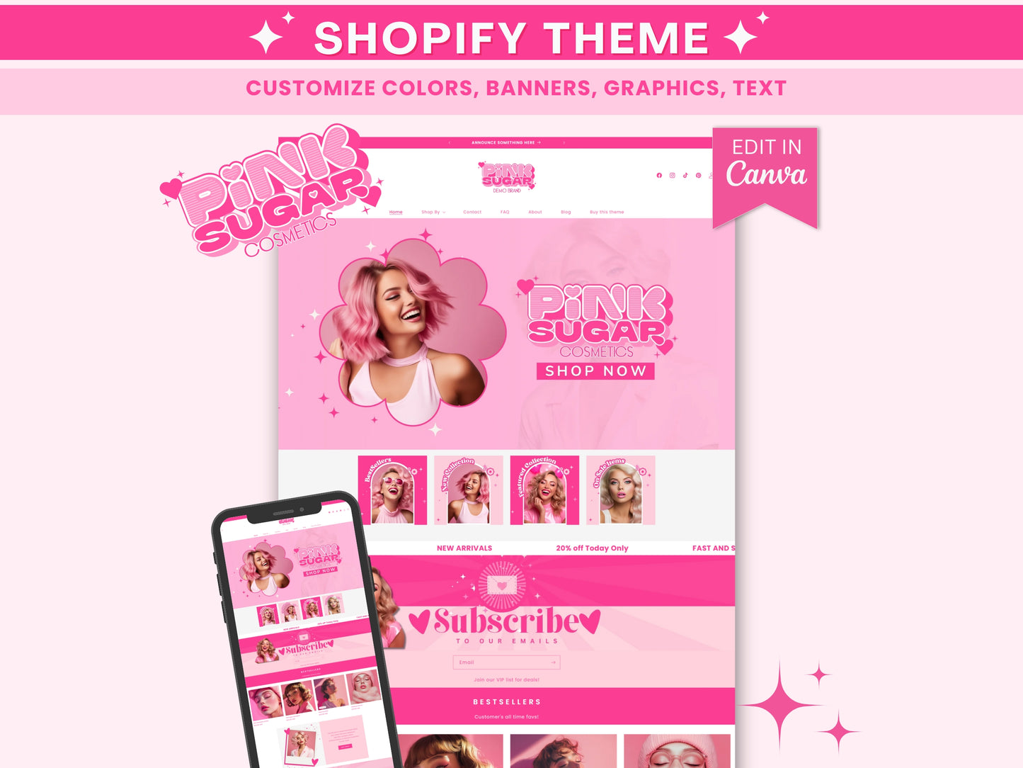 Pink Retro Shopify Theme - Pink Sugar Collection.