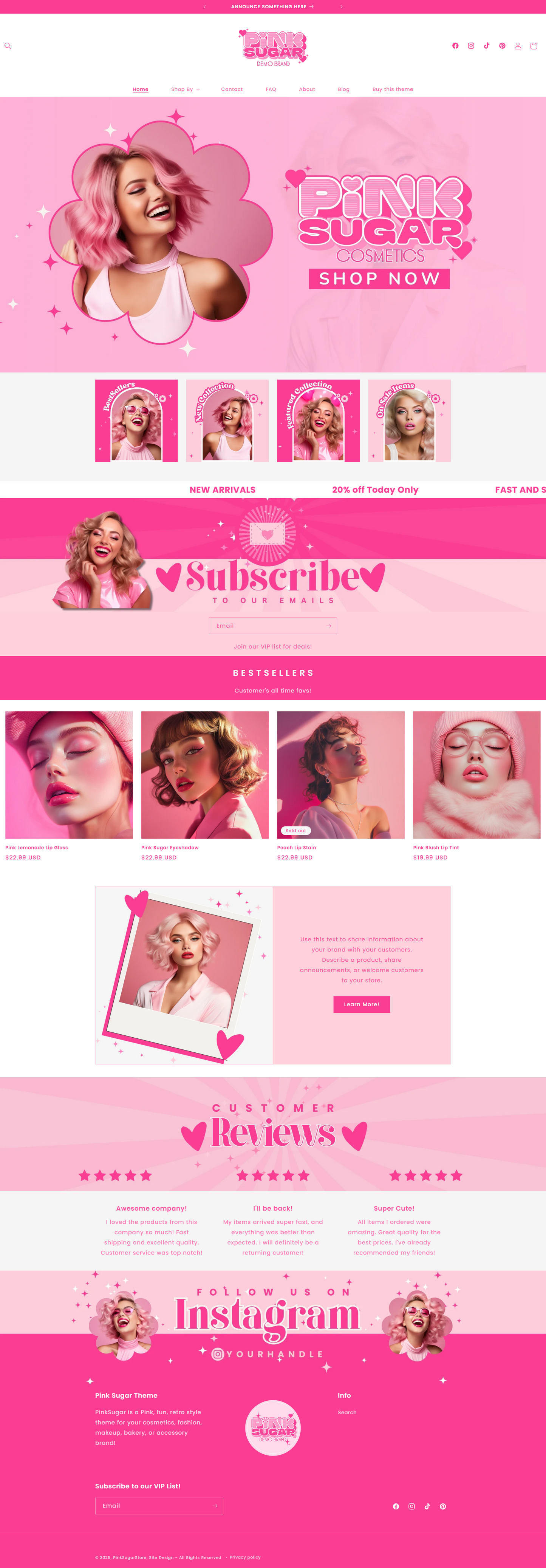 Pink Retro Shopify Theme - Pink Sugar Collection.