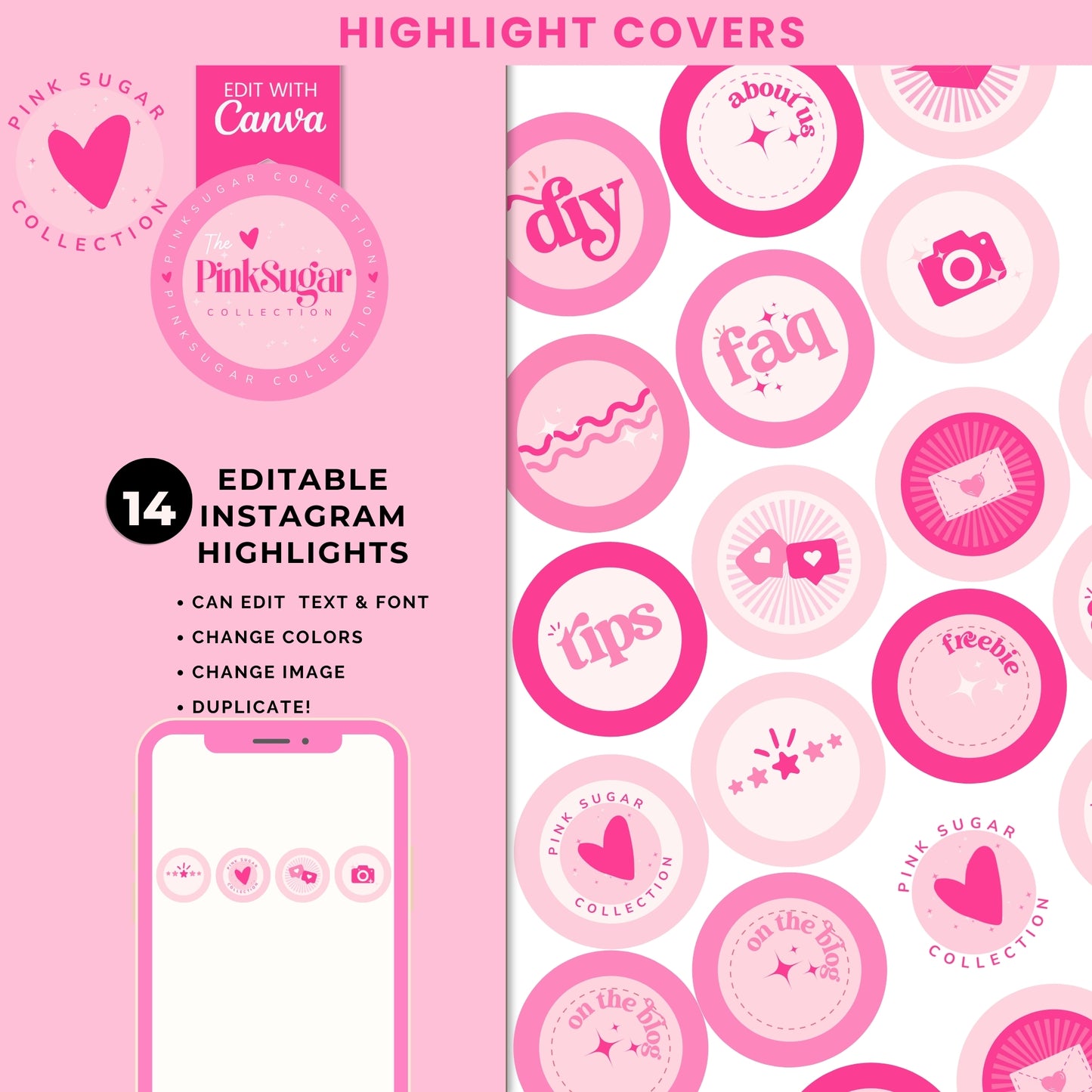Pink Sugar Retro Editable Branding Kit