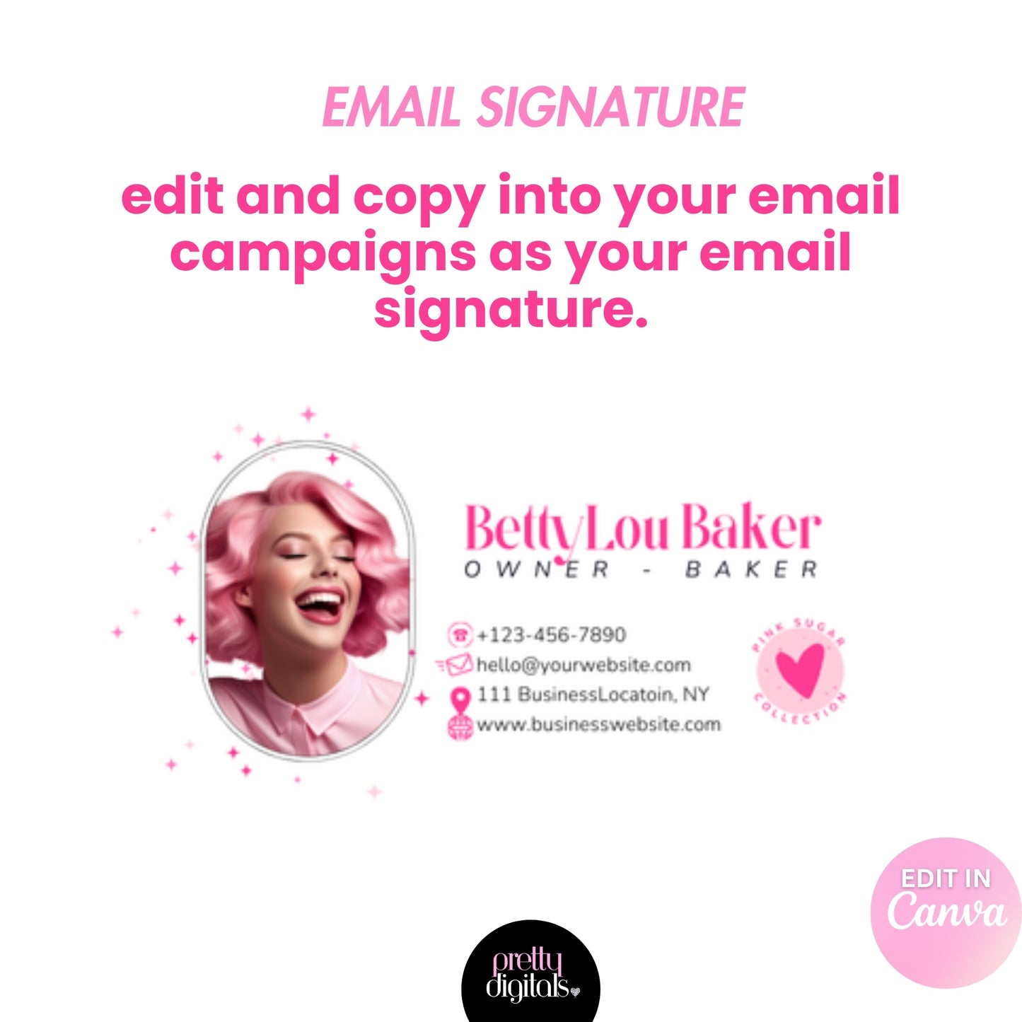 Pink Sugar Retro Editable Branding Kit