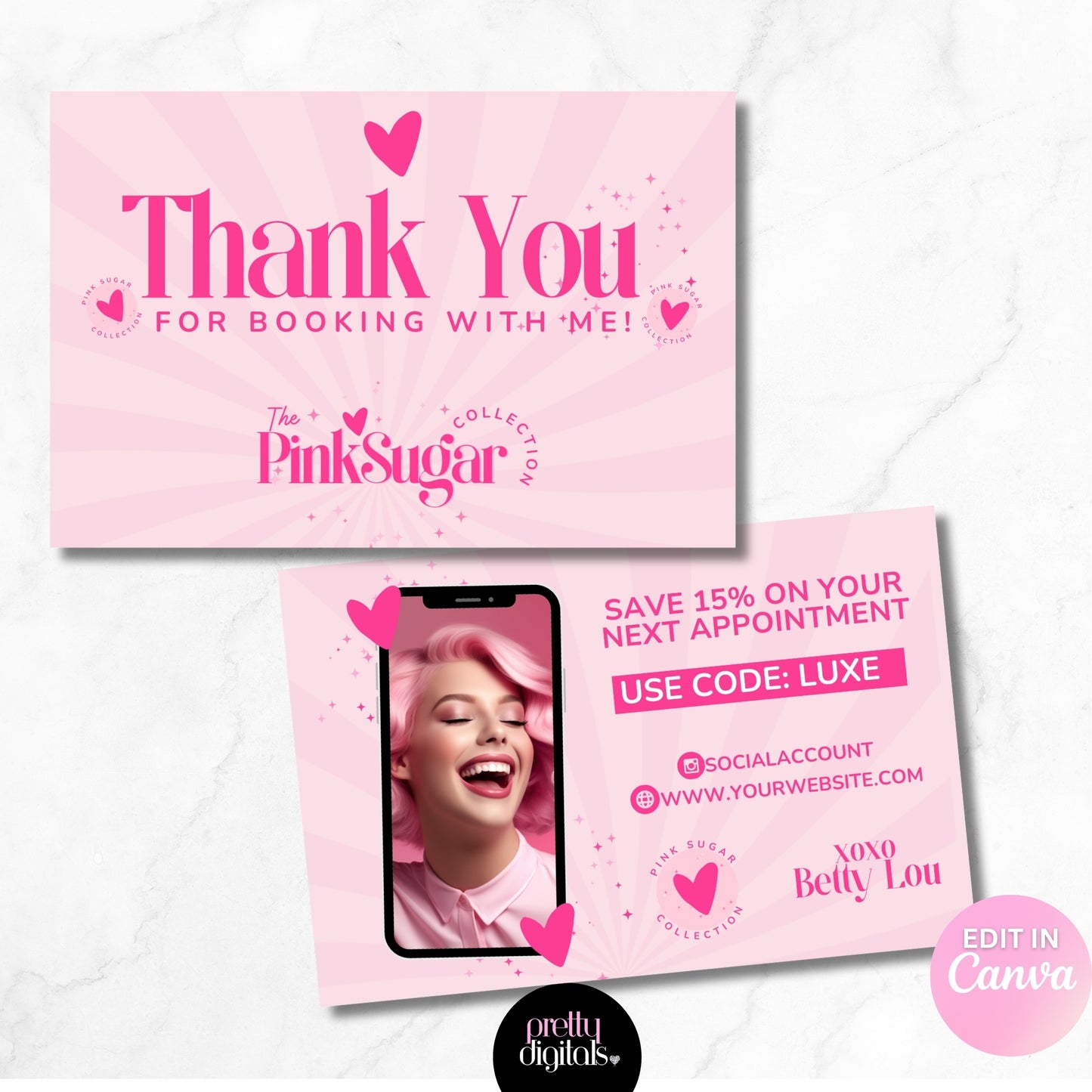 Pink Sugar Retro Editable Branding Kit