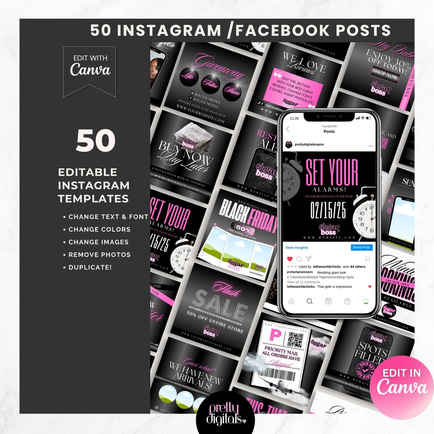 Pink Crown Branding Kit- Editable in Canva