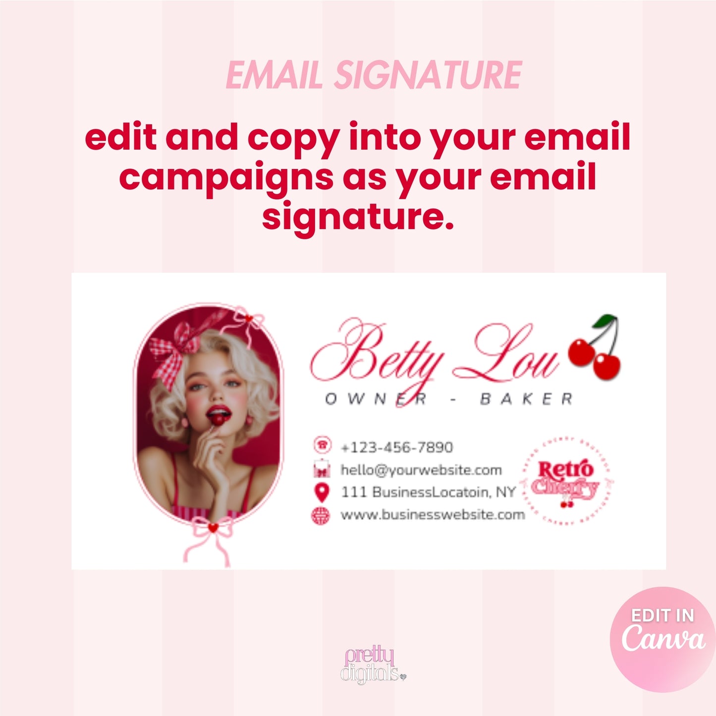 Coquette Aesthetic Branding Set - Editable with Canva