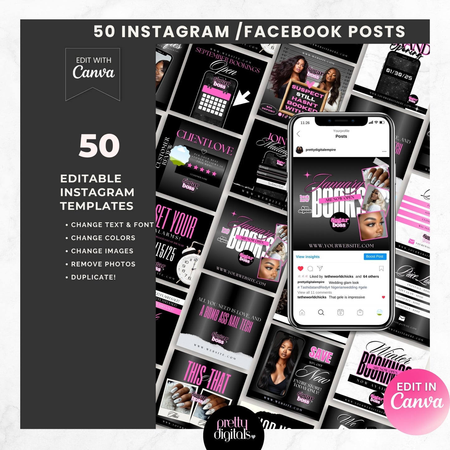 Pink Crown Branding Kit- Editable in Canva