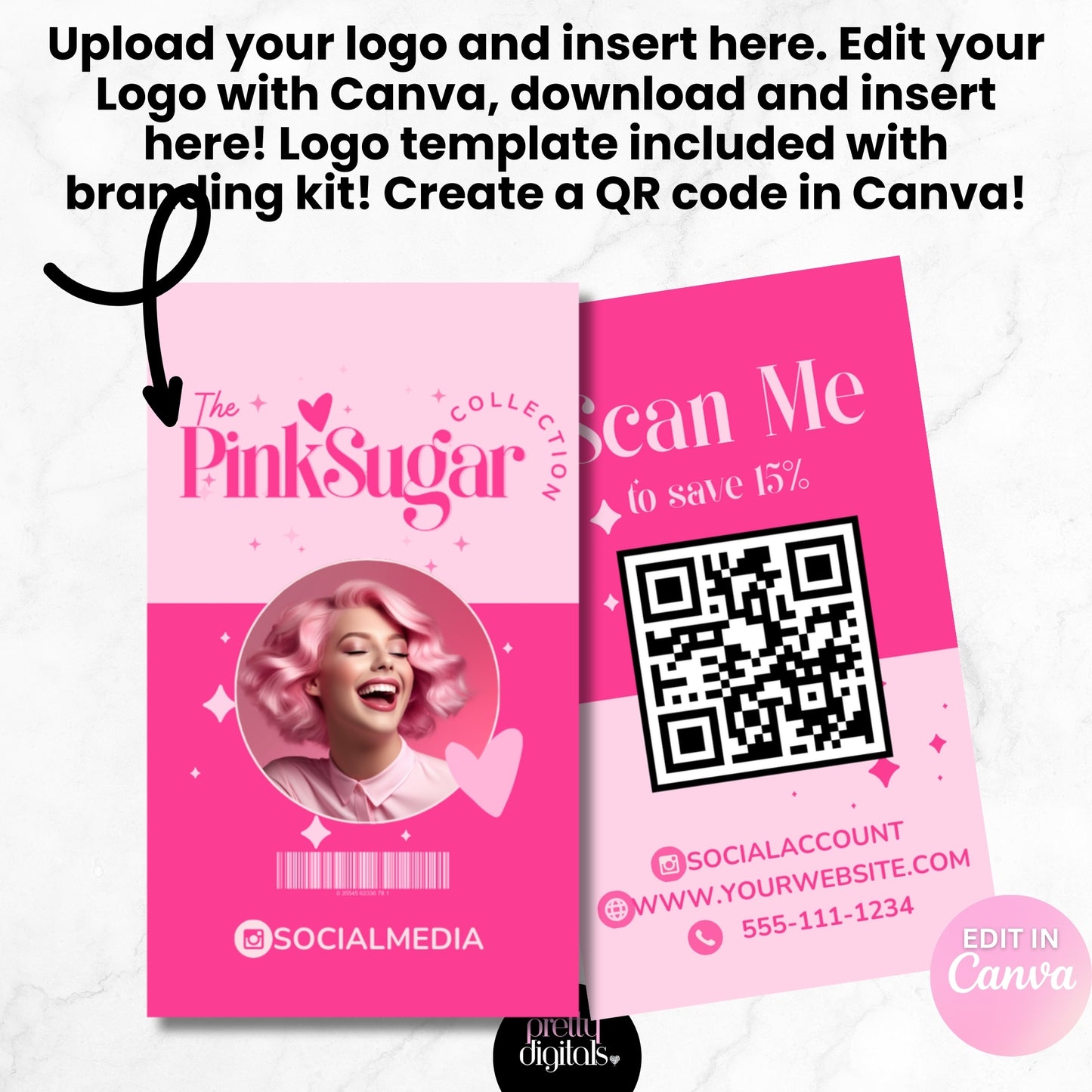 Pink Sugar Retro Editable Branding Kit