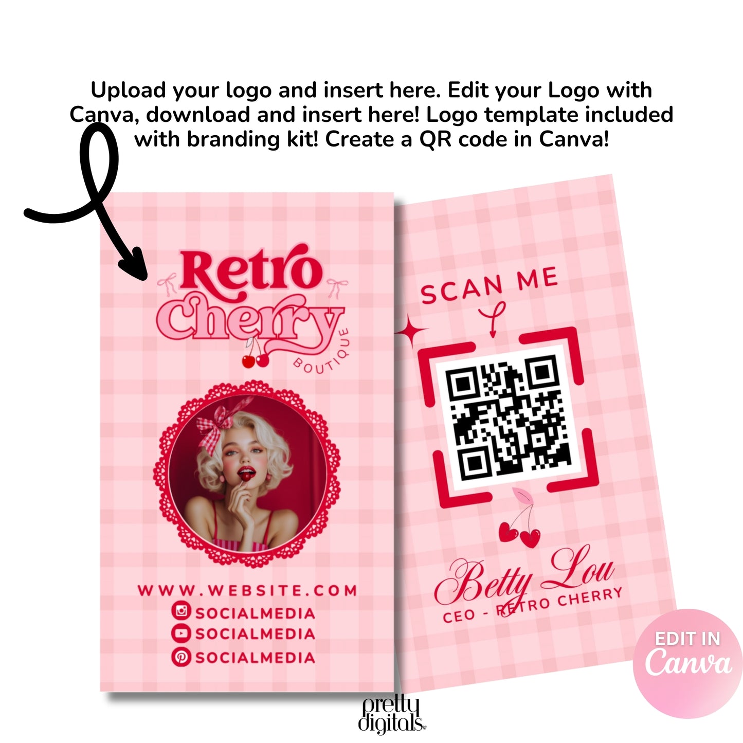 Coquette Aesthetic Branding Set - Editable with Canva