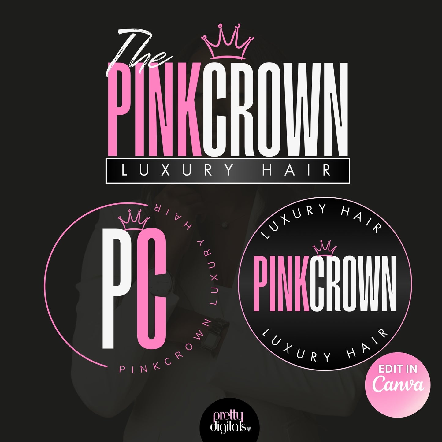 Pink Crown Branding Kit- Editable in Canva