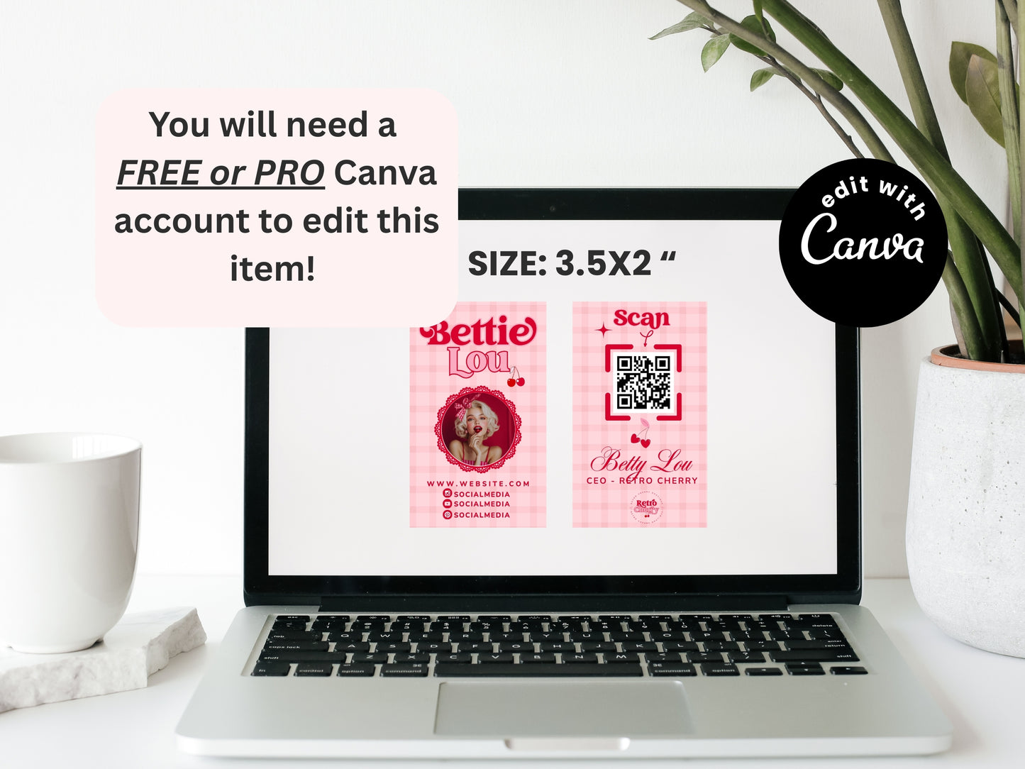 Coquette Aesthetic Branding Set - Editable with Canva