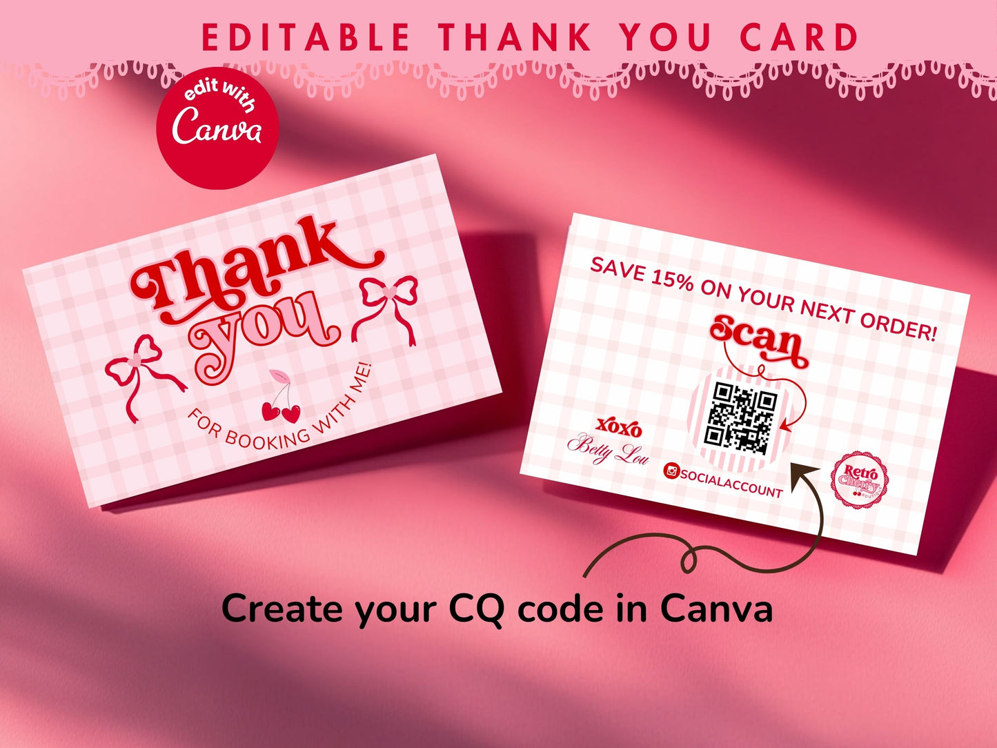 Coquette Aesthetic Branding Set - Editable with Canva