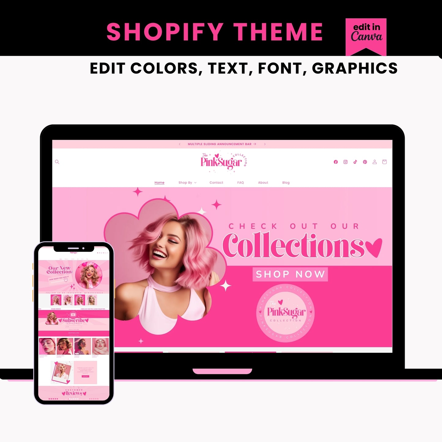 Pink Retro Shopify Theme - Pink Sugar Collection.