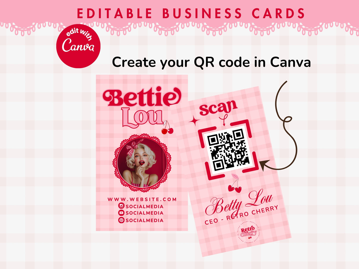 Coquette Aesthetic Branding Set - Editable with Canva