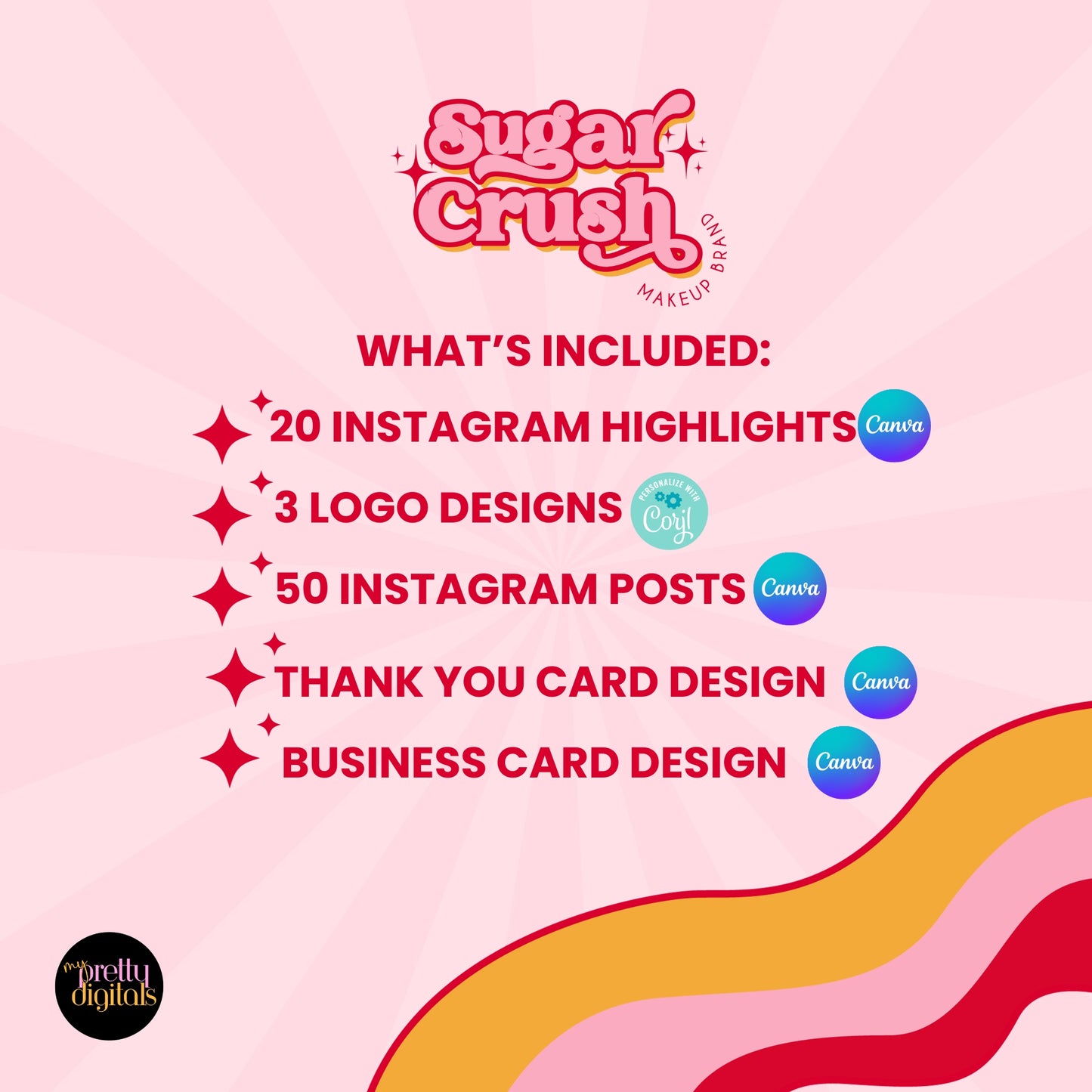 Sugar Crush Retro Branding Set - Editable with Canva