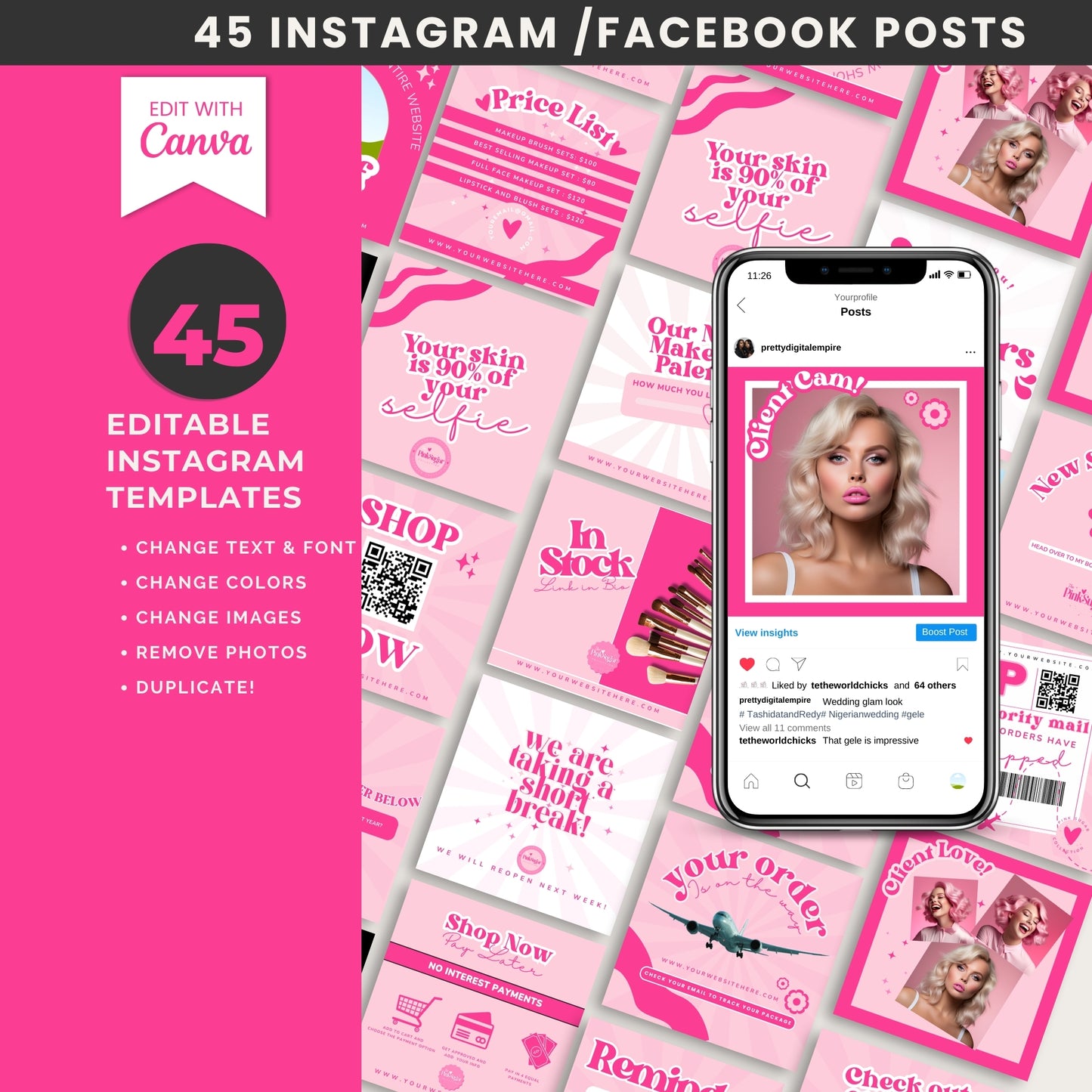 Pink Sugar Retro Editable Branding Kit