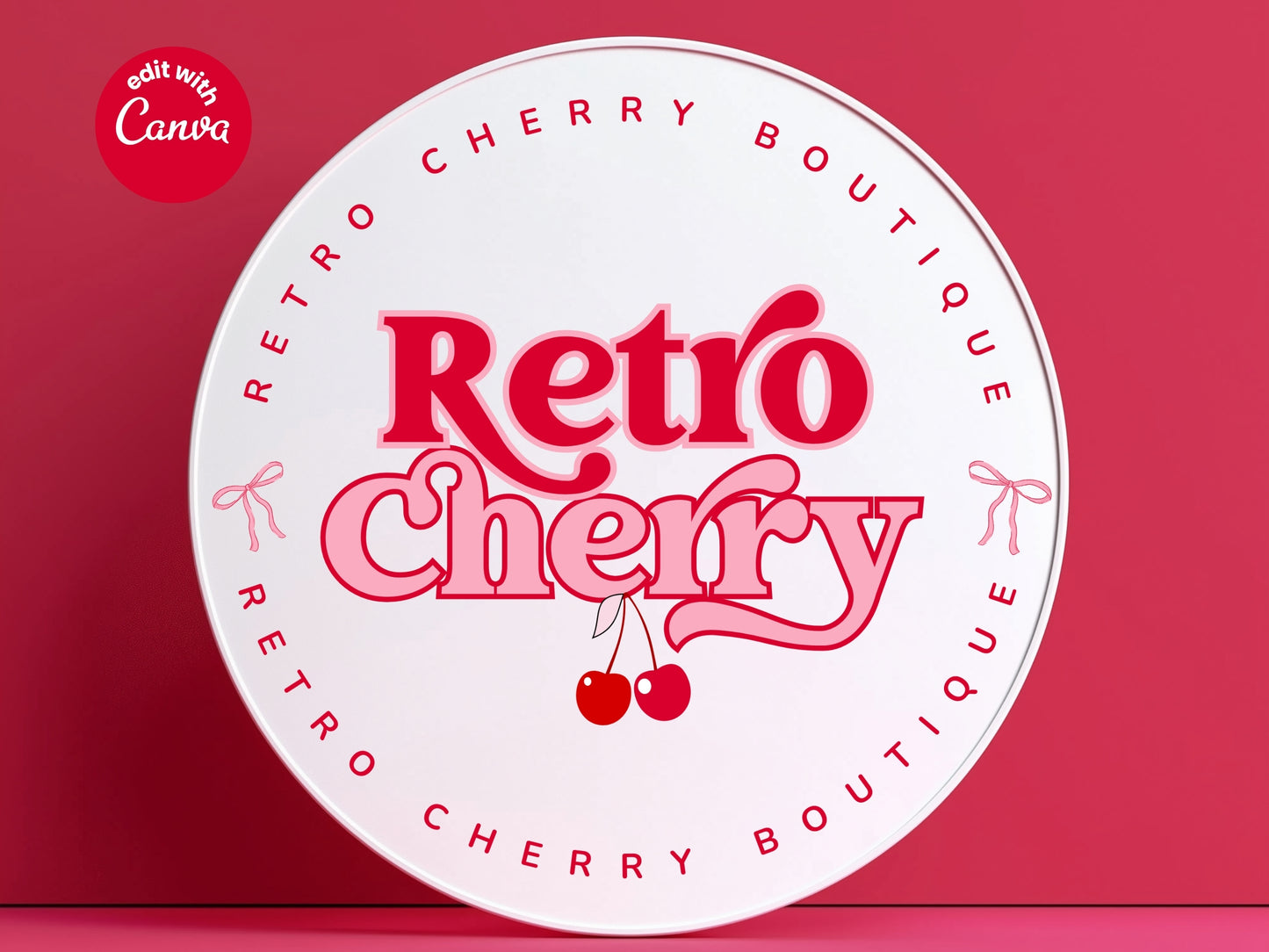 Premade Coquette Style Retro Logo Design- Editable in Canva