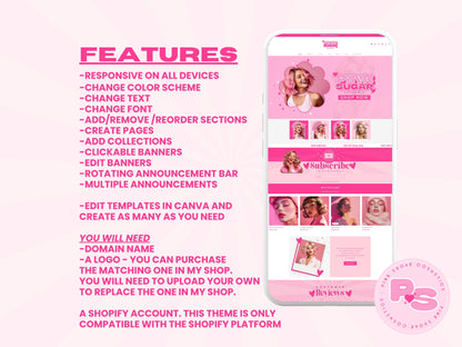 Pink Retro Shopify Theme - Pink Sugar Collection.