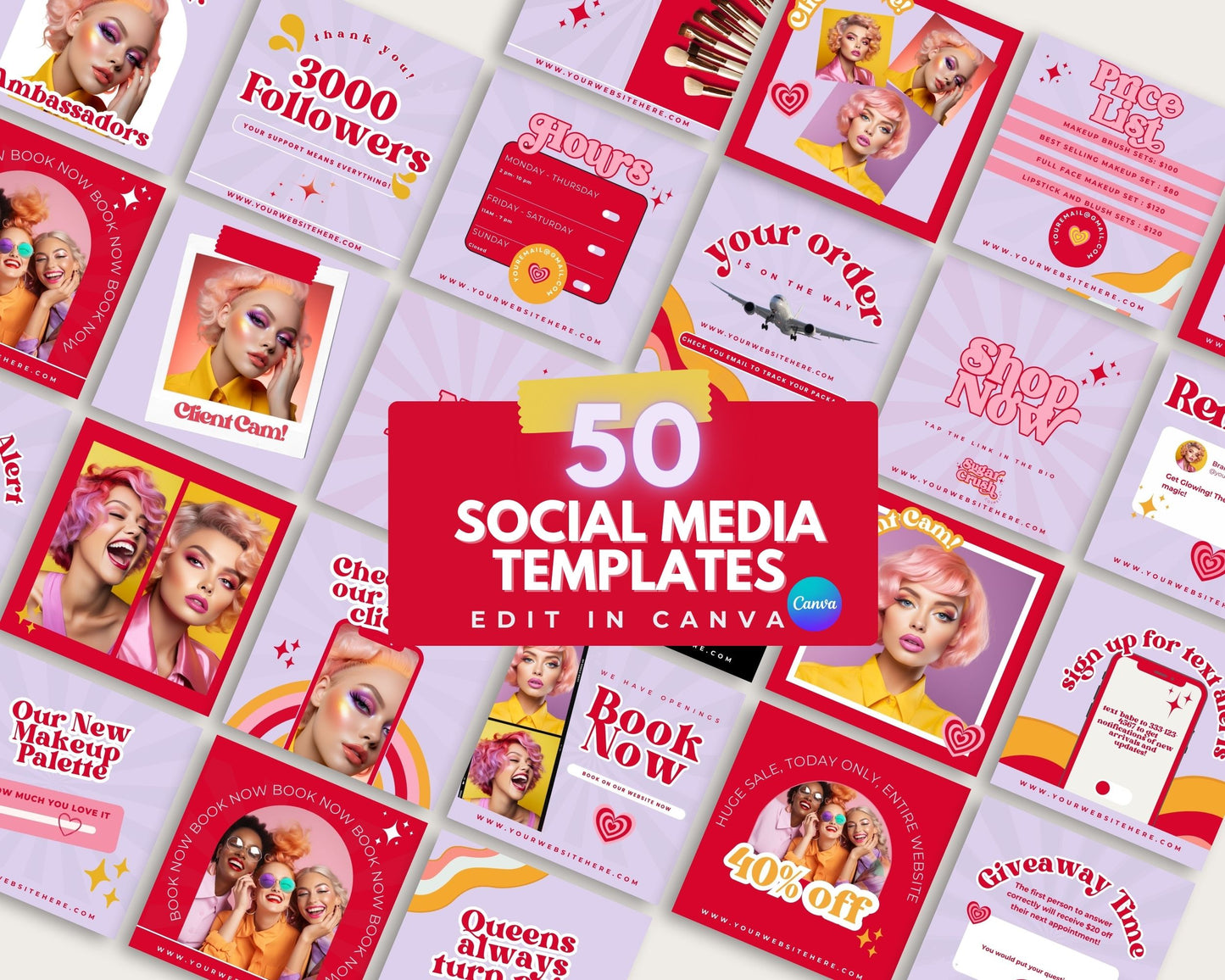 Sugar Crush Retro Branding Set - Editable with Canva
