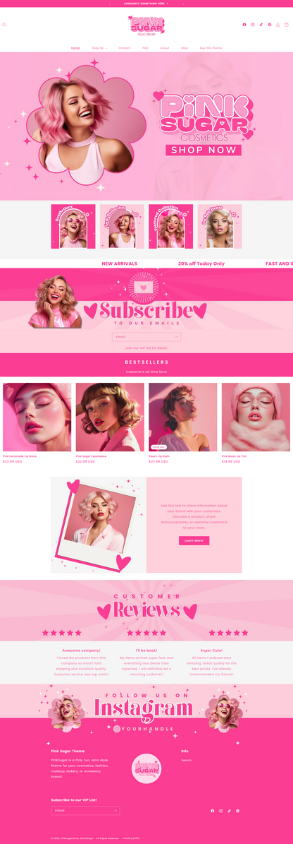Pink Retro Shopify Theme - Pink Sugar Collection.