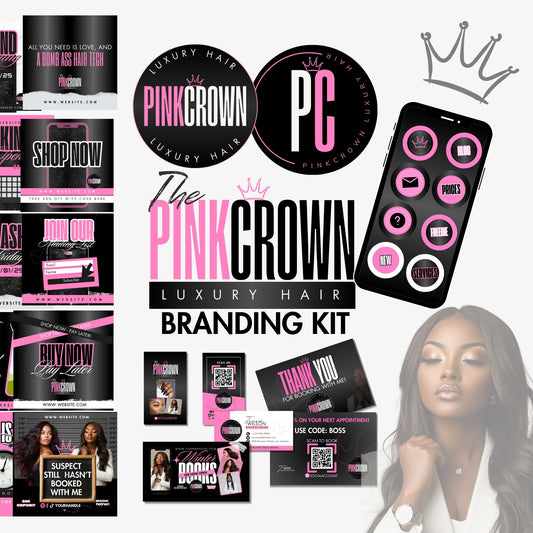 Pink Crown Branding Kit- Editable in Canva