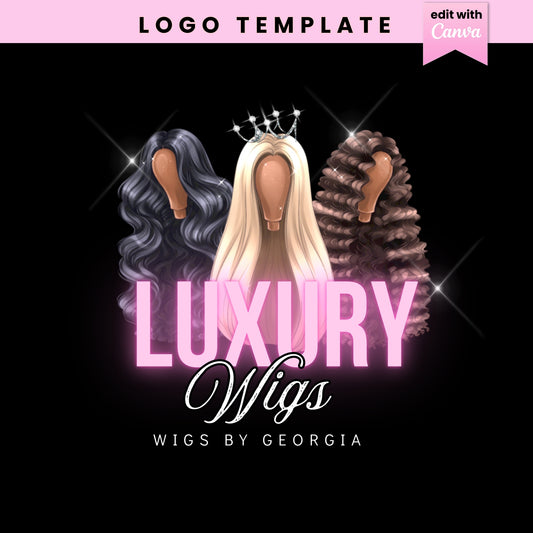 Premade Hair Extension Logo Design, Hair Bundles Logo,  DIY Logo Template Editable in Canva