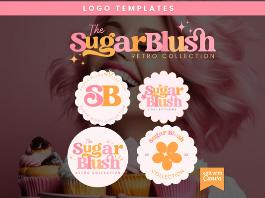 Premade SugarBlush Retro Logo Design- Editable in Canva