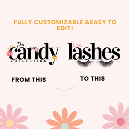 Premade CandyCollection Retro Logo Design- Editable in Canva