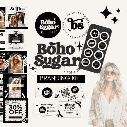 Boho Sugar Retro Branding Kit- Editable in Canva
