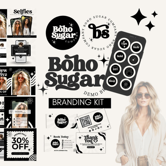 Boho Sugar Retro Branding Kit- Editable in Canva