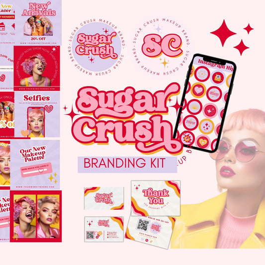 Sugar Crush Retro Branding Set - Editable with Canva