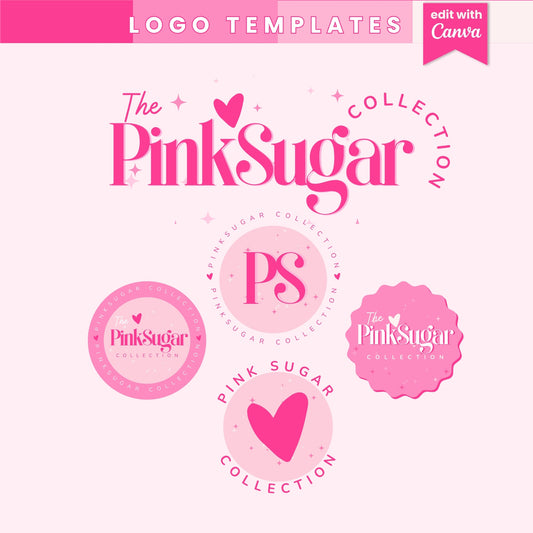 Premade Pink Retro Logo Design- Editable in Canva
