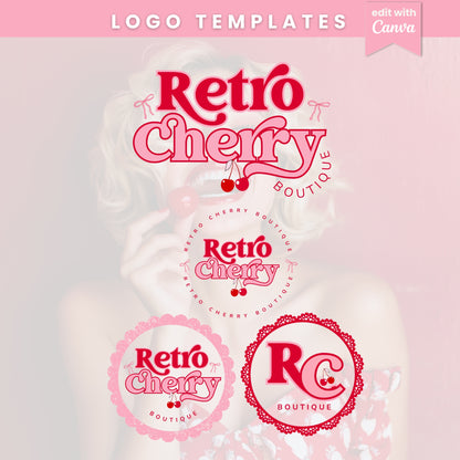 Premade Coquette Style Retro Logo Design- Editable in Canva