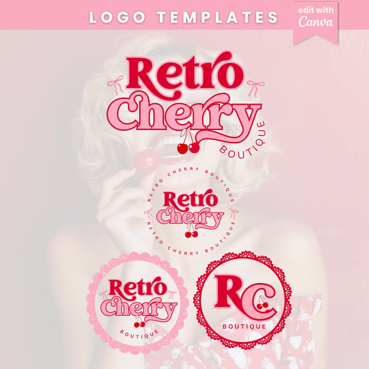 Premade Coquette Style Retro Logo Design- Editable in Canva